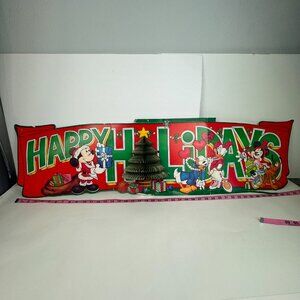 Vtg Disney Mickey Minnie Daisy Donald Duck Happy Holidays Paper Accordion Tree